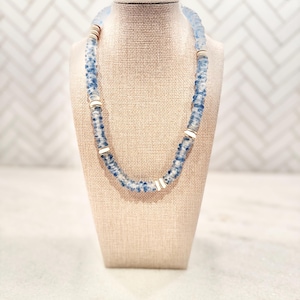 Handmade Blue Swirl Glass Beaded Necklace: Ashanti African Trade Beads