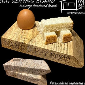 Live edge hardwood egg serving board