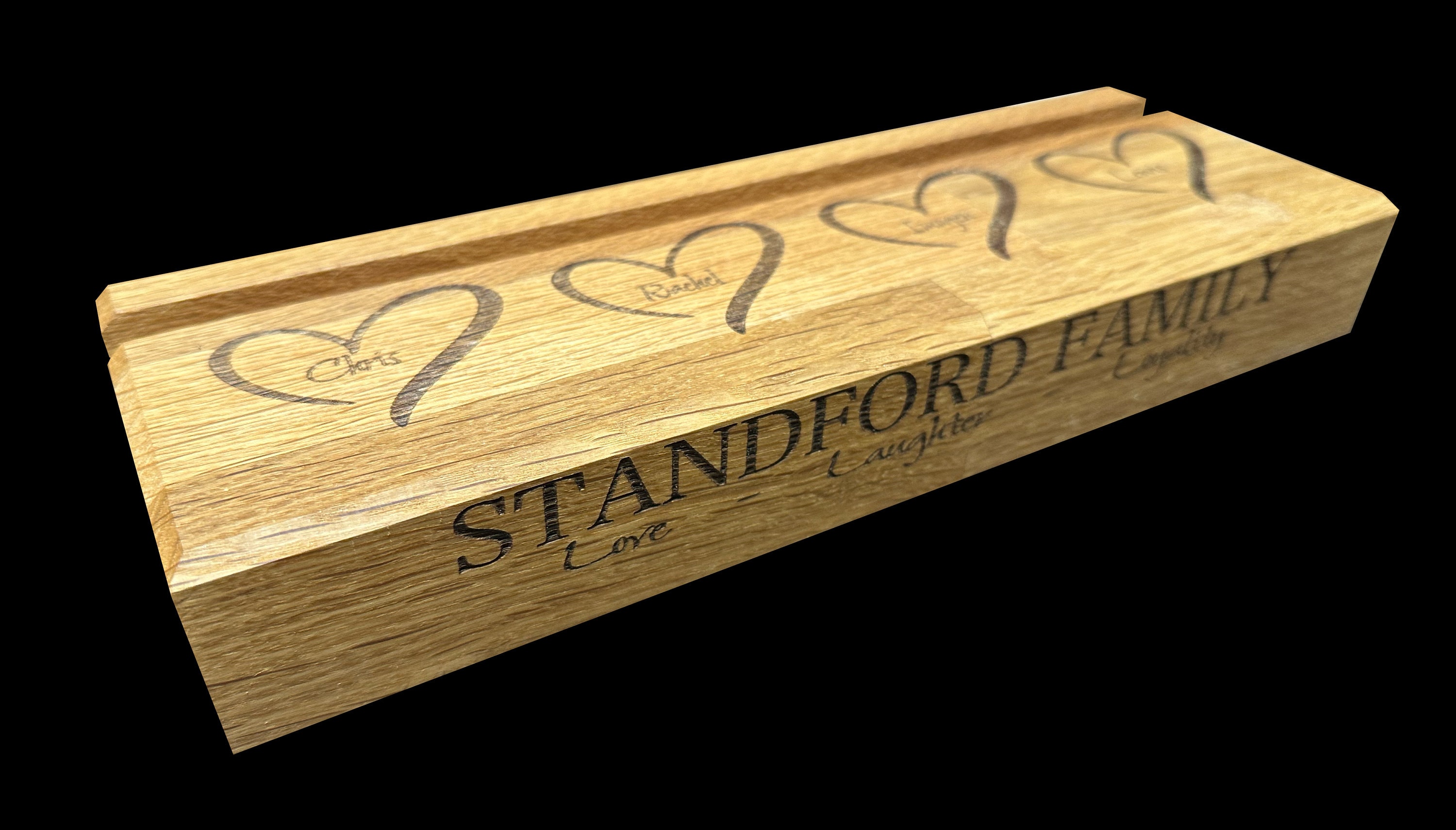 Personalised Oak phone stand/tablet holder