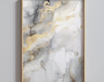 Marmor Poster No. 5, Luxus Wandkunst, Marmor Design Drucke, Neutrale Wandkunst, Marmor Poster, Grau Gold Weiß, Schlafzimmer Wandkunst Über dem Bett