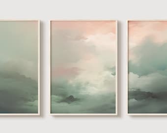 Panorama Wandkunst, Triptychon Wandkunst, vielseitige Wandkunst, 3 Panel Wandkunst, 3 Stück Wandkunst, Stimmungsvolle Wandkunst, Triptychon Abstrakte Landschaft