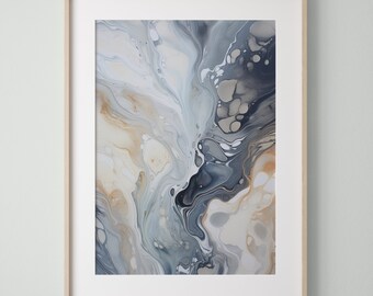 Grey Aura Print No. 2, Alcohol Ink Painting, Aura Poster, Aura Wandkunst, Aura Print, Fluid Art Print, Luxury Neutral Poster Art Printable
