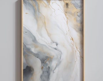 Marmor Poster No. 4, Luxus Wandkunst, Marmor Design Drucke, Neutrale Wandkunst, Marmor Poster, Grau Gold Weiß, Schlafzimmer Wandkunst Über dem Bett