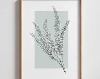 Eukalyptus Wandkunst, Line Art Print 01, botanische Wandkunst, salbeigrüne Wandkunst, abstrakte Linie Kunst, druckbare Wandkunst, Schlafzimmer Wandkunst