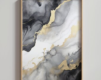 Marmor Druck No.7, Schwarz und Gold Große Wandkunst, Luxus Marmor Wandkunst, Marmor Design Drucke, Schlafzimmer Wandkunst über dem Bett, Marmor Poster