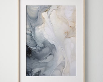 Grey Aura Print No. 3, Alcohol Ink Painting, Aura Poster, Aura Wandkunst, Aura Print, Fluid Art Print, Luxury Neutral Poster Art Printable