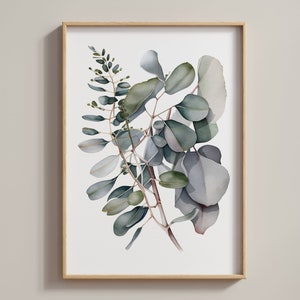 Botanical Wall Art, Eucalyptus Watercolor, Printable Wall Decor, Neutral Tones Print, Instant Download Digital Art, Digital Download Prints