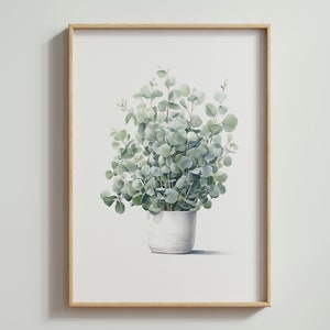 Baby Blue Eucalyptus, Potted Plant Wall Art, Trendy Wall Art Print, Botanical Wall Decor, Printable Wallart, Digital Download