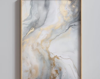 Marmor Poster No. 6, Luxus Wandkunst, Marmor Design Drucke, Neutrale Wandkunst, Marmor Poster, Grau Gold Weiß, Schlafzimmer Wandkunst Über dem Bett