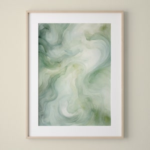 Green Wall Art Print No. 1, Aura Poster, Aura Wall Art, Aura Print, Sage Green Wall Art Printable, Fluid Art Print, Alcohol Ink Painting