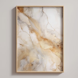 Marble Print No. 3, Beige & Gold Wall Printable, Neutral Wall Art, Marble Design Prints, Beige Gold White, Trendy Wall Art, Digital Print