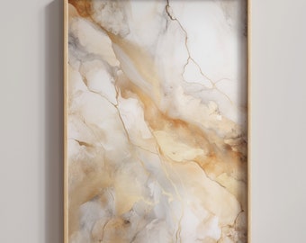 Marmor Druck Nr. 3, Beige & Gold Wand druckbar, Neutrale Wandkunst, Marmor Design Drucke, Beige Gold Weiß, Trendige Wandkunst, Digitaldruck