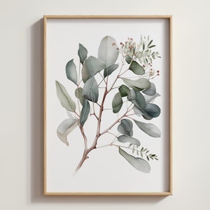 Eucalyptus Botanical Wall Art, Watercolor Printable Wallart Decor, Neutral Tones Art Print, Digital Download, Digital Download Art
