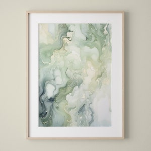 Green Wall Art Print No. 4, Aura Poster, Aura Wall Art, Aura Print, Sage Green Wall Art Printable, Fluid Art Print, Alcohol Ink Painting