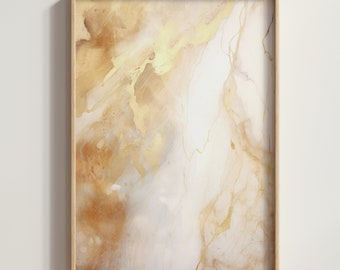 Marmor Druck Nr. 2, Beige & Gold Wand druckbar, Luxus Wandkunst, Marmor Wandkunst, Neutral Beige Weiß Gold, Trendige Wandkunst, Digitaldruck