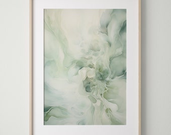 Grüne Wand Kunst Druck Nr. 2, Aura Poster, Aura Wandkunst, Aura Druck, Salbei grüne Wand Kunst druckbare, Fluid Art Print, Alkohol Tuschemalerei