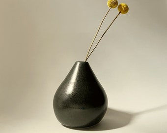 Matte Black Teardrop Vase