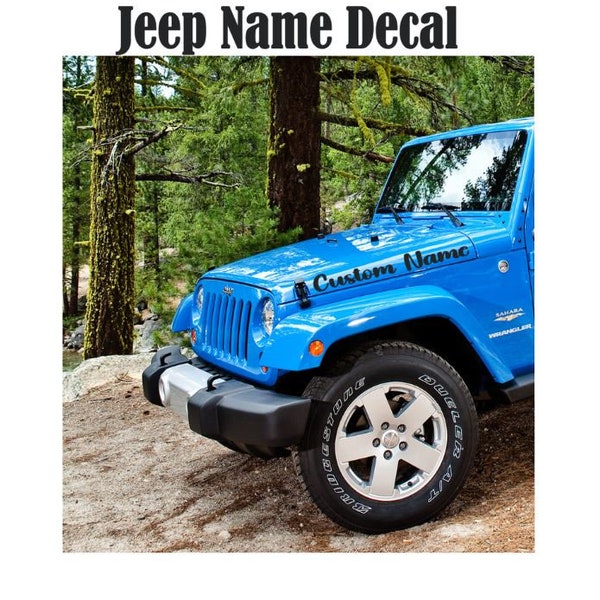 Set of 2 Jeep Name Decal, Hood Decal, Custom Name Text, Car Vinyl, Hood, Car Accessories, Windshield Decal, Accessories