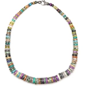 Sterling Diamond Multistone Heishi Necklace