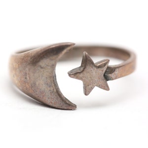 Sterling Moon Star Cuff Ring