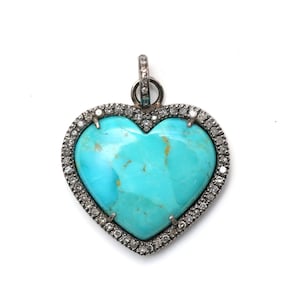 Diamond Turquoise Heart Pendant