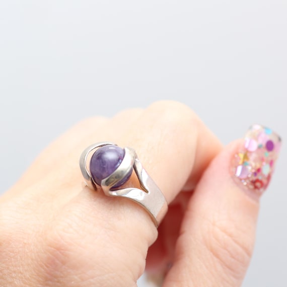 Sterling Silver Amethyst Orb Ring - image 1