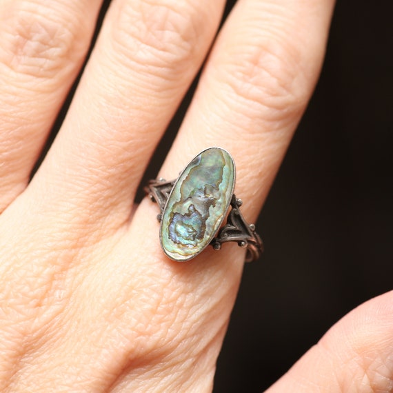 Sterling Abalone Shell Ring - image 2