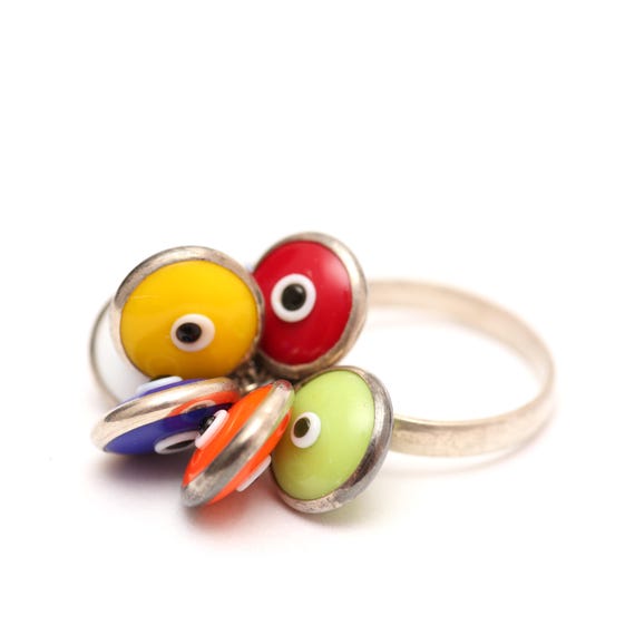 Sterling Eye Evil Charm Ring - image 1