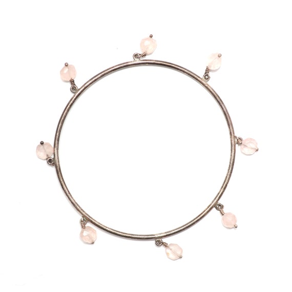 Sterling Rose Quartz Bangle - image 1