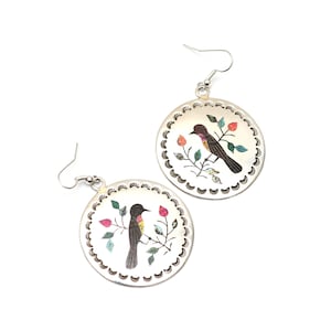 Zuni Sterling inlay Bird Earrings