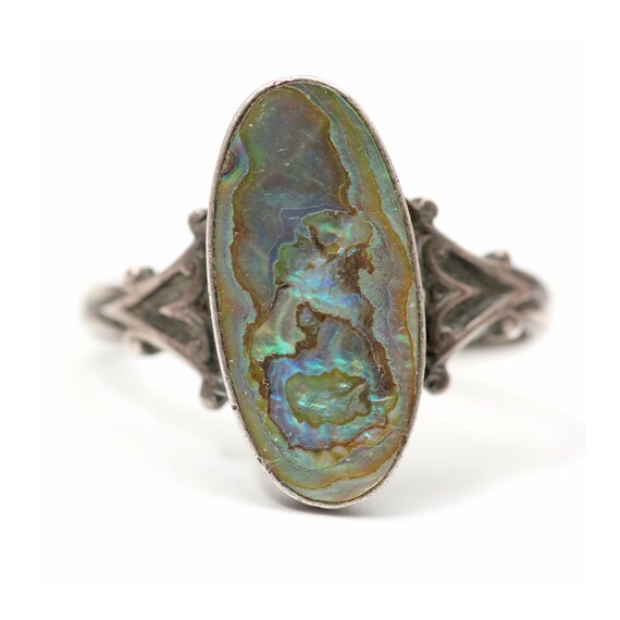 Sterling Abalone Shell Ring - image 1
