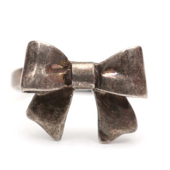 Vintage Sterling Bow Ring - image 1