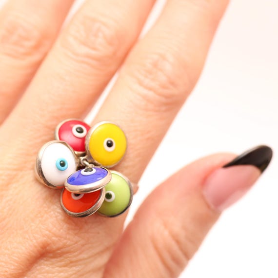 Sterling Eye Evil Charm Ring - image 4