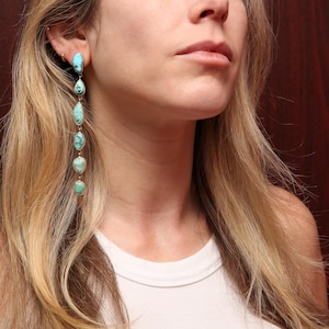 Federico Jimenez Freeform Turquoise Shoulder Duster Earrings