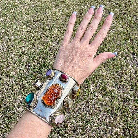 Buddha Statement Multigem Cuff Bracelet - image 5