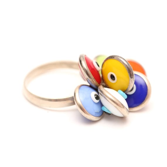 Sterling Eye Evil Charm Ring - image 2