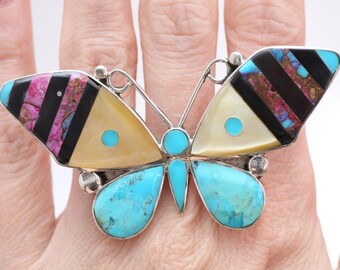 Vintage Sterling RA Wallace Signed Butterly Zuni Turquoise, MOP watch band RA Wallace | Accessories | Vintage Sterling Ra Wallace  main image 4