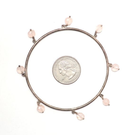 Sterling Rose Quartz Bangle - image 2