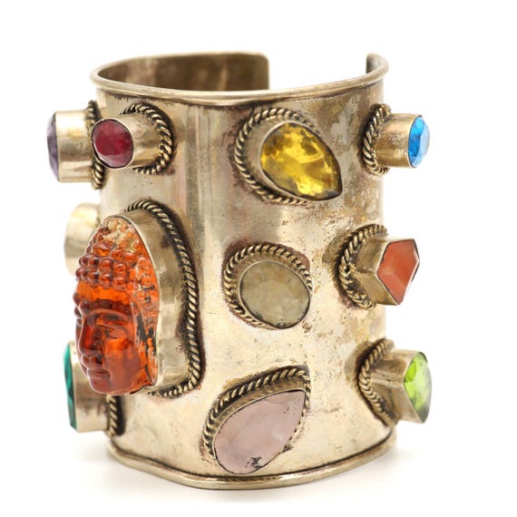 Buddha Statement Multigem Cuff Bracelet - image 2