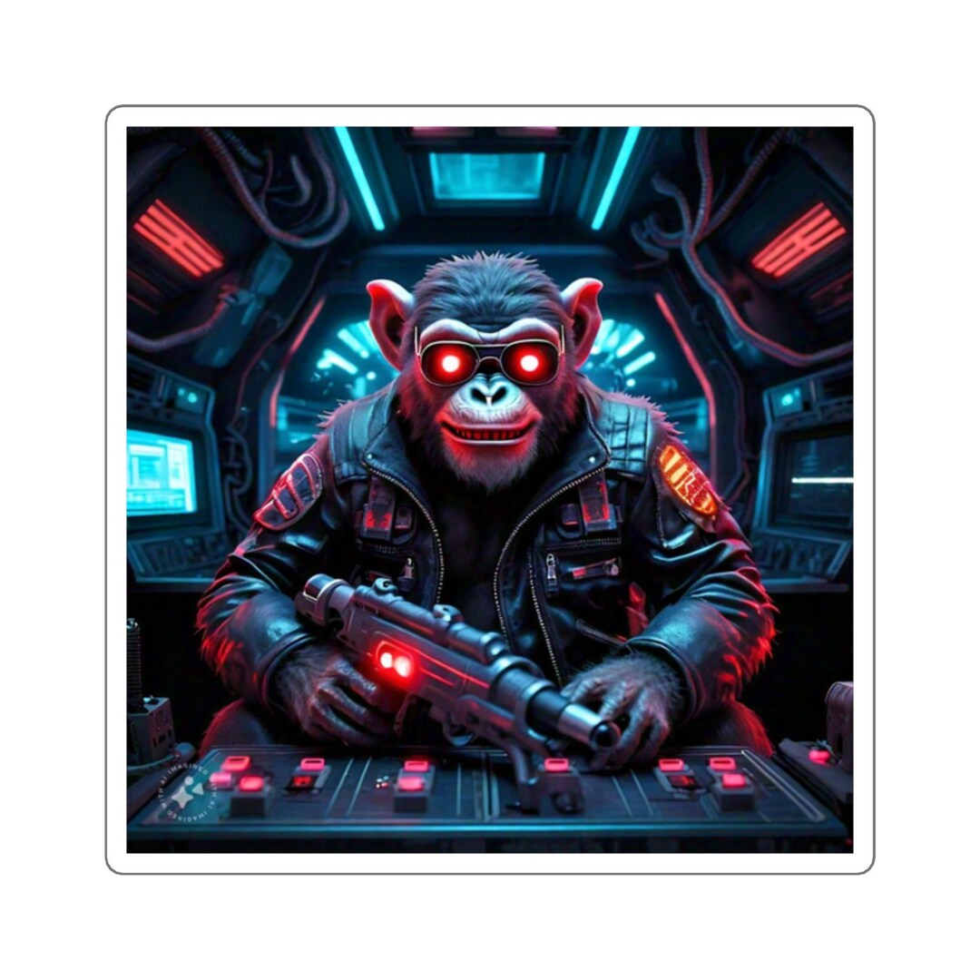 Laser Blaster Monkey Sticker - Etsy