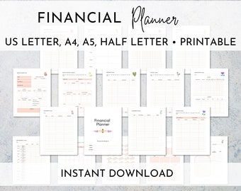Budget Planner Printable, Financial Planner, Monthly Budget, Debt Snowball Tracker, Annual Budget, Letter, A4, A5, Half Letter