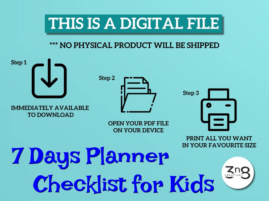 Editable Printable Planner for Kids Chores Daily Planner for 7 Days To ...
