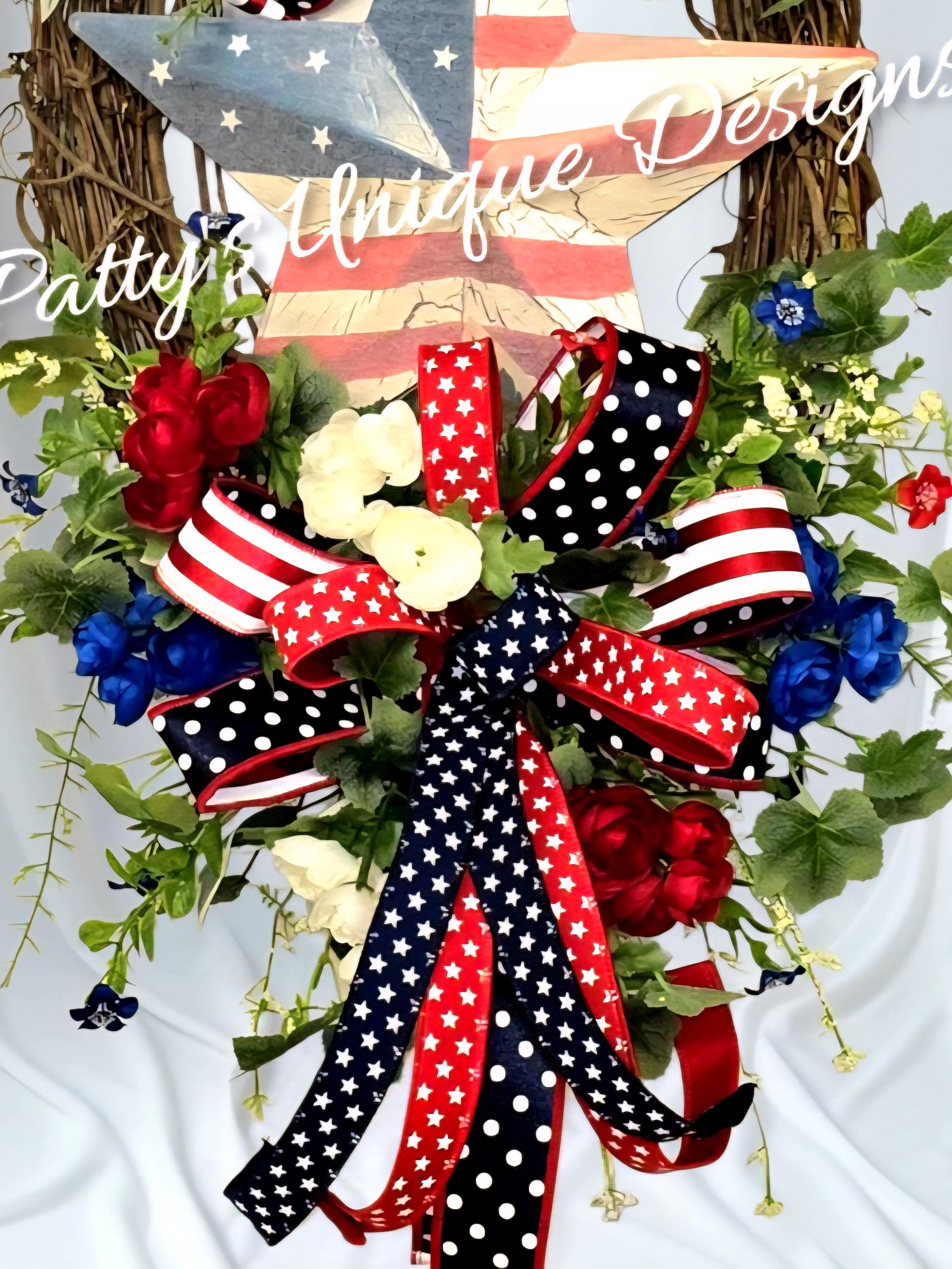 Patriotic Grapevine Wreath | Rustic Americana Door Décor | 4th of July ...