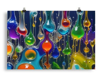 Colorful Dripping Melting Trippy Abstract Wall Art Poster Print