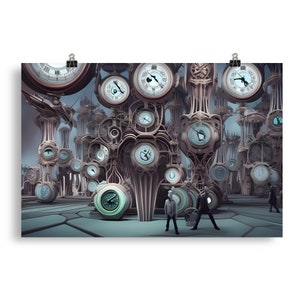 Trippy Clock World Surrealism Poster Art Print