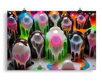 Colorful Dripping Melting Trippy Abstract Wall Art Poster Print