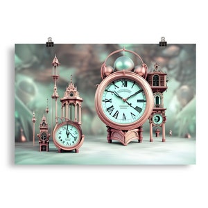 Trippy Clock World Surrealism Poster Art Print