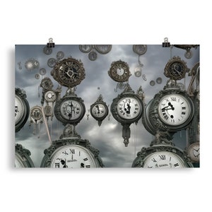 Trippy Clock World Surrealism Poster Art Print