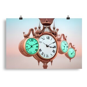 Trippy Clock World Surrealism Poster Art Print