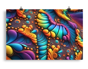 Abstract Psychedelic Fractal Wall Art Poster Print